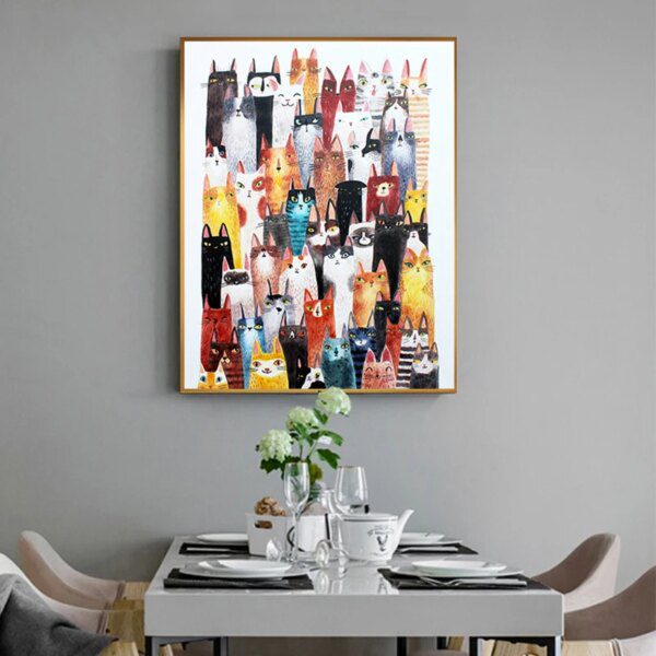 Affiche de dessin animé nordique – Peinture animale moderne