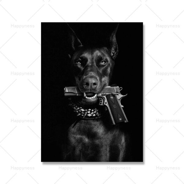 Canevas doberman noir moderne