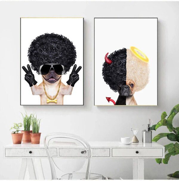 Toile chien boxeur – Style nordique, art mural amusant pour chambre