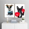 Toile chien boxeur – Style nordique, art mural amusant pour chambre