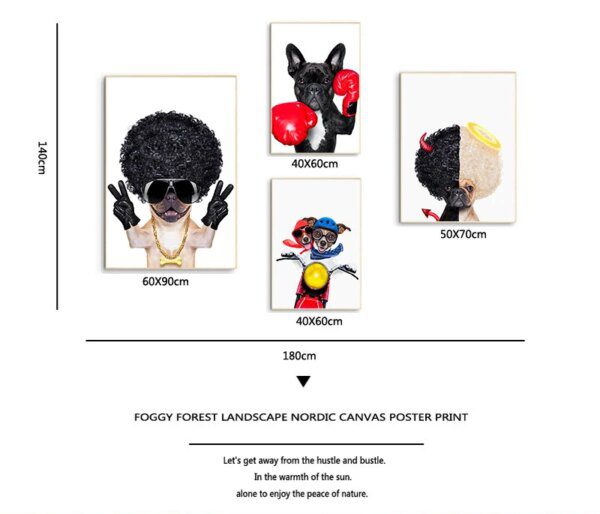 Toile chien boxeur – Style nordique, art mural amusant pour chambre