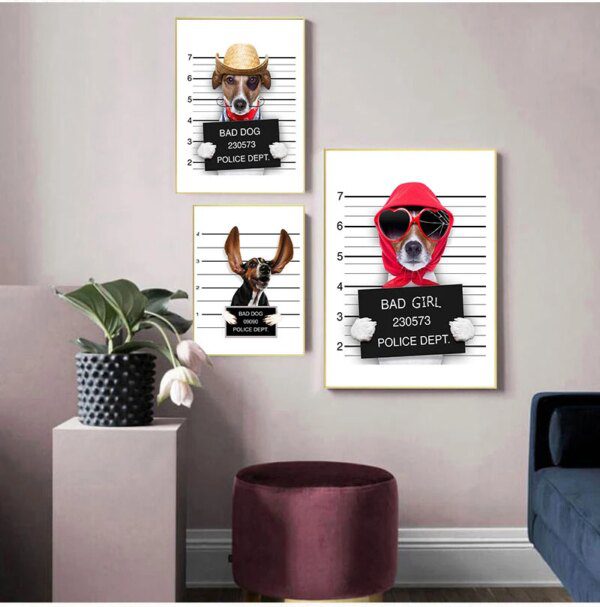 Toile chien boxeur – Style nordique, art mural amusant pour chambre