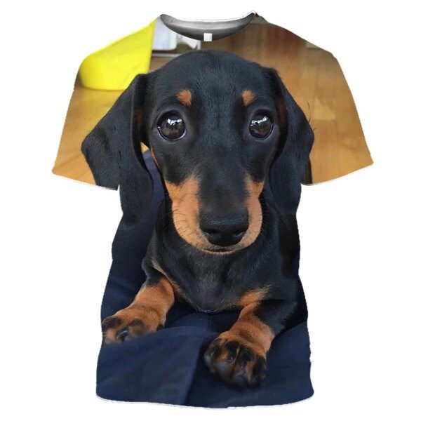 t shirt homme Teckel pour hommes, imprimé 3D, surdimensionné, mignon, chien Dackel