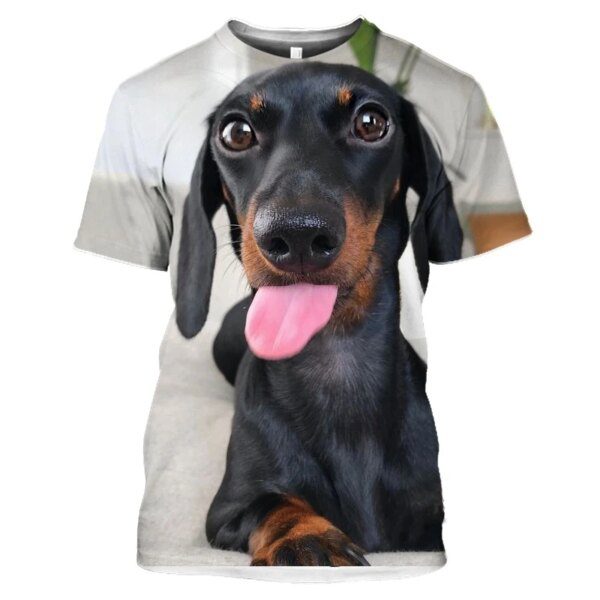 t shirt homme Teckel pour hommes, imprimé 3D, surdimensionné, mignon, chien Dackel