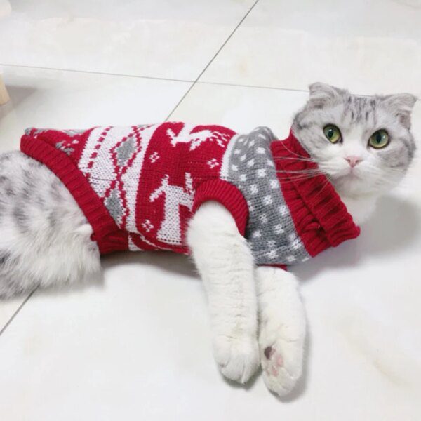 Pull de Noël pour chat & petit chien – Costume d’hiver chaud
