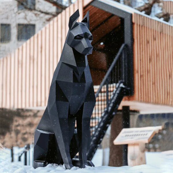 Sculpture Origami Doberman 3D – Papercraft géant fait main
