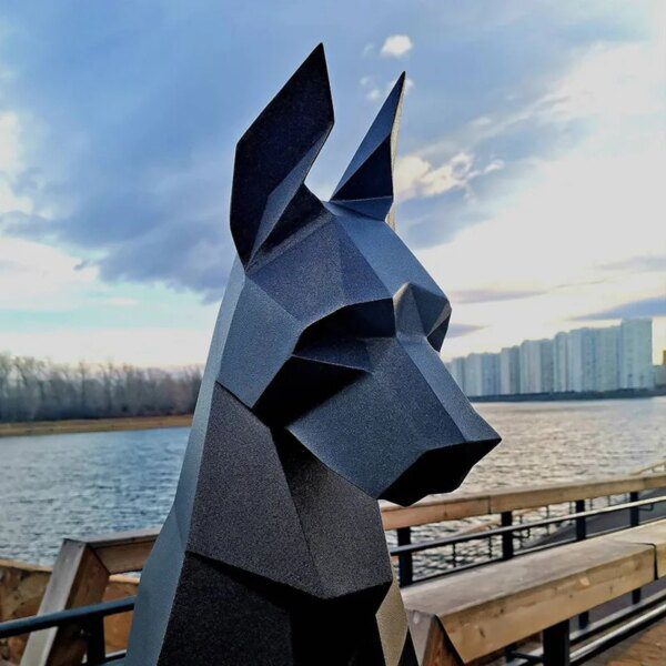 Sculpture Origami Doberman 3D – Papercraft géant fait main
