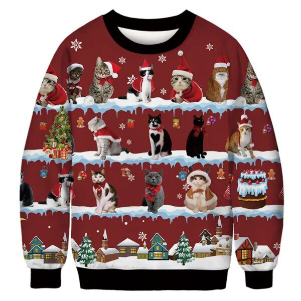 pull noel homme et femme, pull-over de réveillon et de vacances, imprimé chien