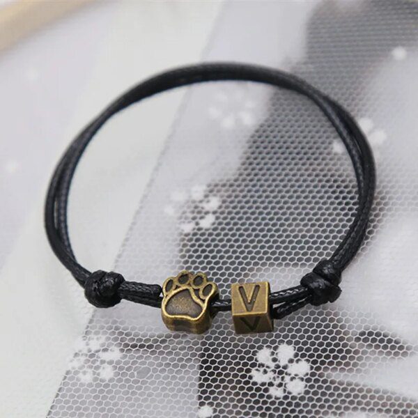 bracelet avec lettre , empreintes de Bronze, chaîne de corde faite à la main, nouvelle mode