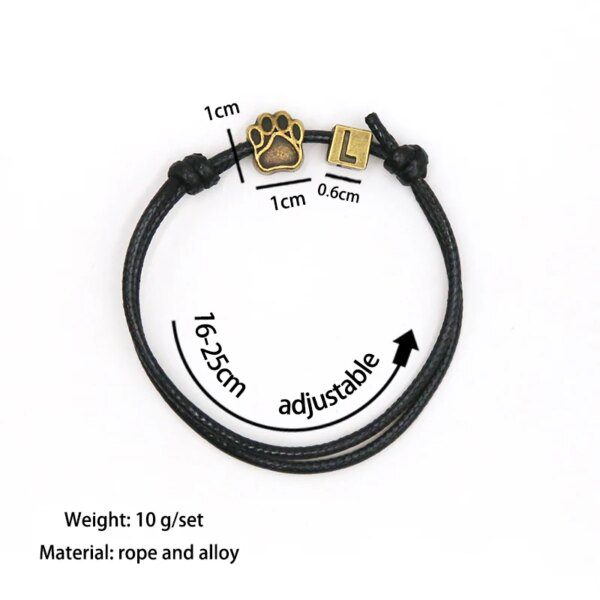 bracelet avec lettre , empreintes de Bronze, chaîne de corde faite à la main, nouvelle mode