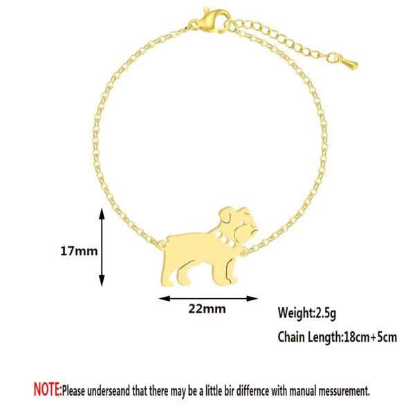Bracelet à breloques en forme de bouledogue anglais pour femme