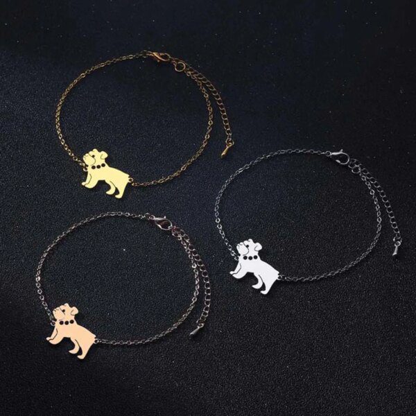 Bracelet à breloques en forme de bouledogue anglais pour femme