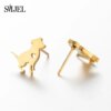 boucle d oreille en acier inoxydable pour femmes et filles, accessoires mignons, girafe, serpent, poisson, lapin, chat, bijoux, chien, abeille