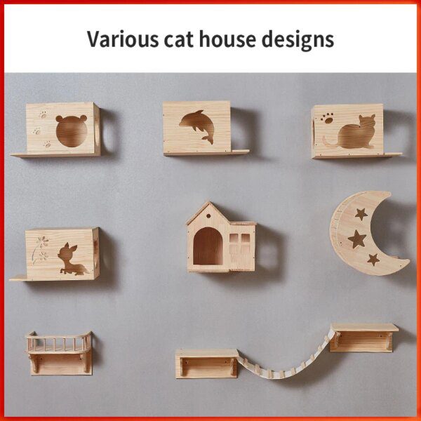 Cadre d'escalade mural en bois massif pour chat, arbre a chat mural 2023