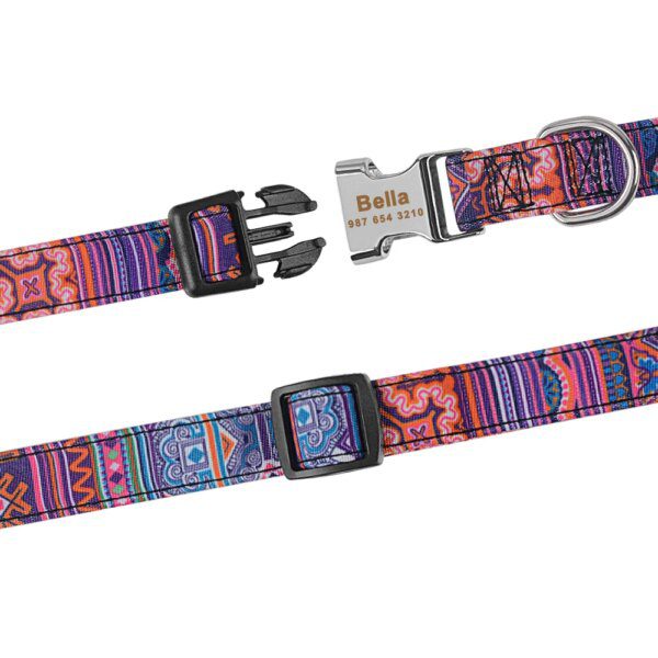 Collier personnalisé à carreaux pour chien – Identification élégante