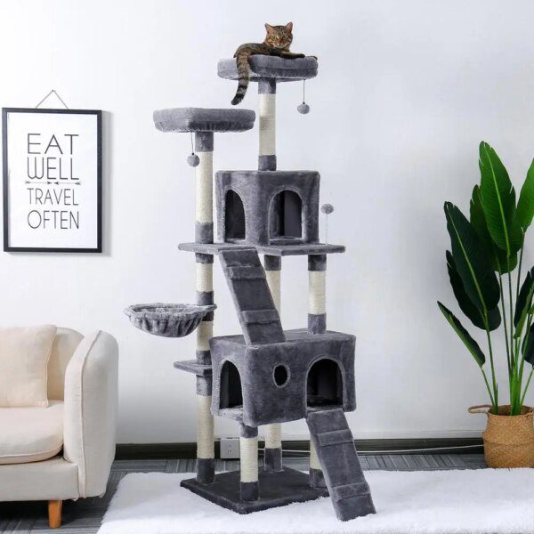 arbre a chat de luxe condo multicouche avec échelle pour chat