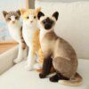 peluche chat  siamois réaliste en peluche, Jouet Simulant un Chat Américain à Poil Court