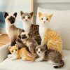 peluche chat  siamois réaliste en peluche, Jouet Simulant un Chat Américain à Poil Court