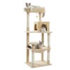 Arbre à chat à plusieurs niveaux H143CM, mobilier de maison avec poteaux à gratter recouverts de Sisal