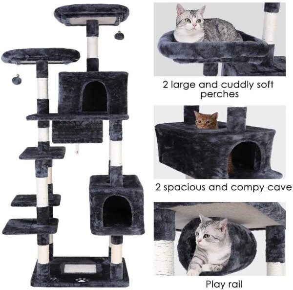 arbre a chat Poste à gratter pour chat, 203cm, jouet pour chat, escalade, cinéma