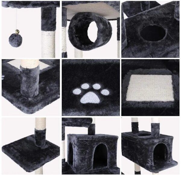 arbre a chat Poste à gratter pour chat, 203cm, jouet pour chat, escalade, cinéma