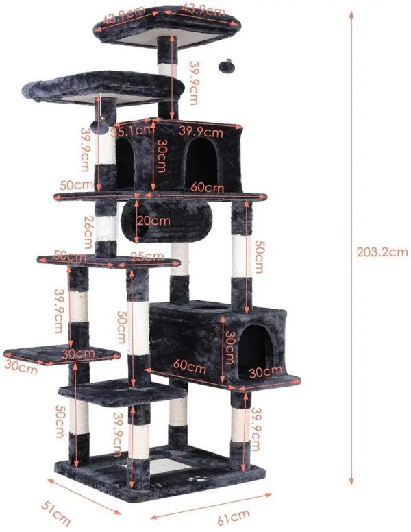 arbre a chat Poste à gratter pour chat, 203cm, jouet pour chat, escalade, cinéma
