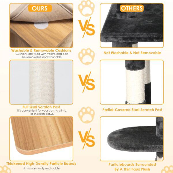 Arbre à chat pour animaux domestiques, poste à gratter en bois avec jouets