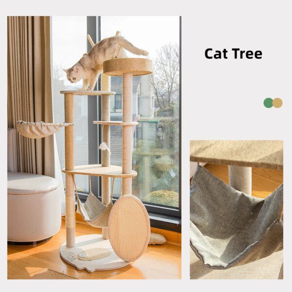 Arbre à chat en bois, tour avec lit pour chat
