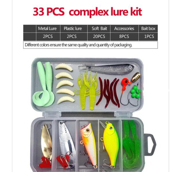 appat peche - Kit de leurres de pêche, Wobblers artificiels durs, cuillères à gabarit en métal