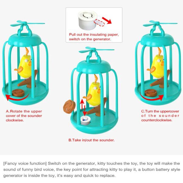 Jouet Interactif pour Chat – Cage d’Oiseau Couinante