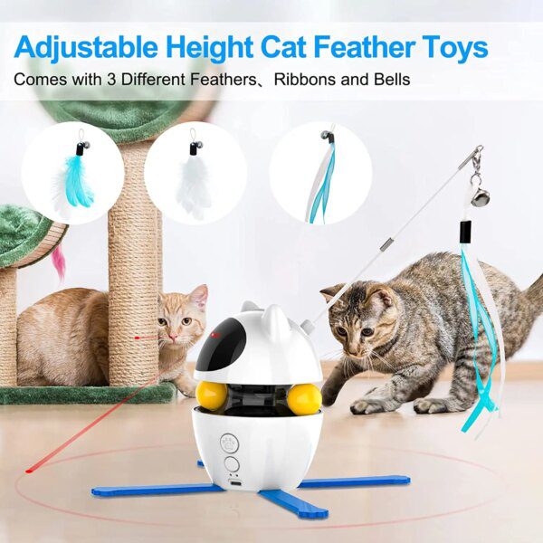 Jouet interactif 4-en-1 pour chat – Laser, plumes, balle