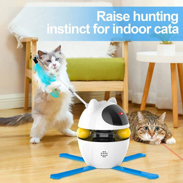 Jouet interactif 4-en-1 pour chat – Laser, plumes, balle