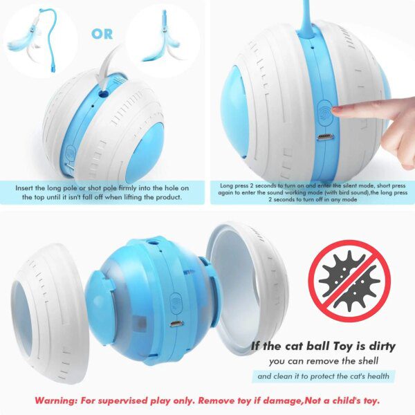 Balle robotisée intelligente avec son d’oiseau & LED – Stimulation