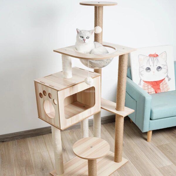 arbre a chat Planche à gratter Simple pour chat, maison, arbre à chat, plate-forme de saut tout-en-un