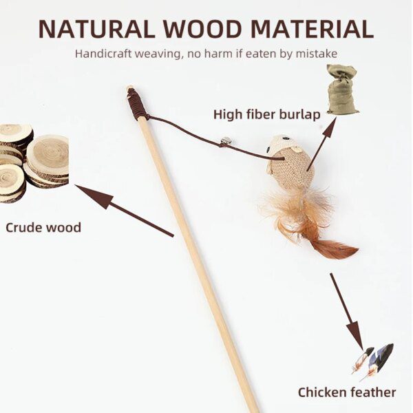 Bâton teaser en corde naturelle – Simulation souris