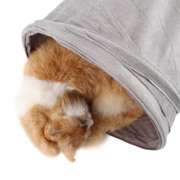 Tunnel Pliable Gris pour Chat – 3 Trous, Tube de Défilé
