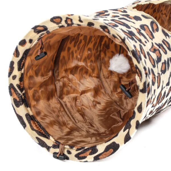 Tunnel Pliable pour Chat – Imprimé Léopard, 2 Trous