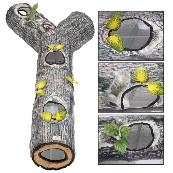 Grand Tunnel Pliable pour Chat – Motif Arbre, Jeu Long