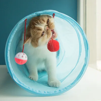 Tunnel Pliable pour Chat – Tube Anti-Ennui avec Balle Centrale