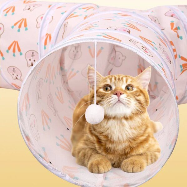Tunnel Pliable à Trois Canaux pour Chat – Jeu Interactif & Entraînement