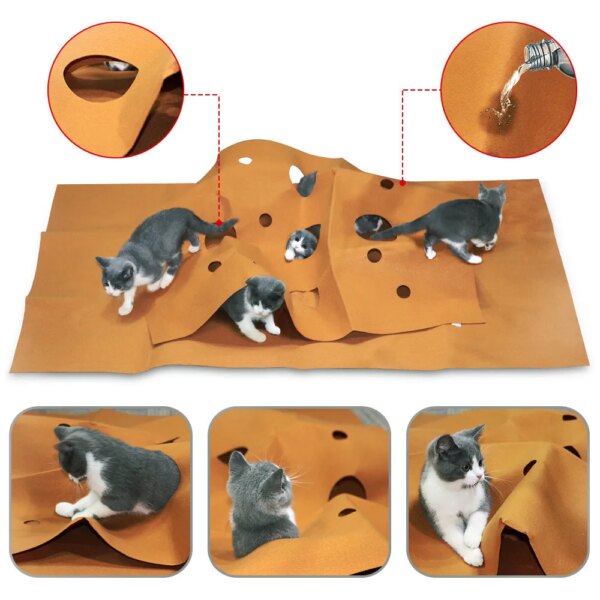 Tapis Tunnel d’Entraînement pour Chat – Aire de Jeu Pliable