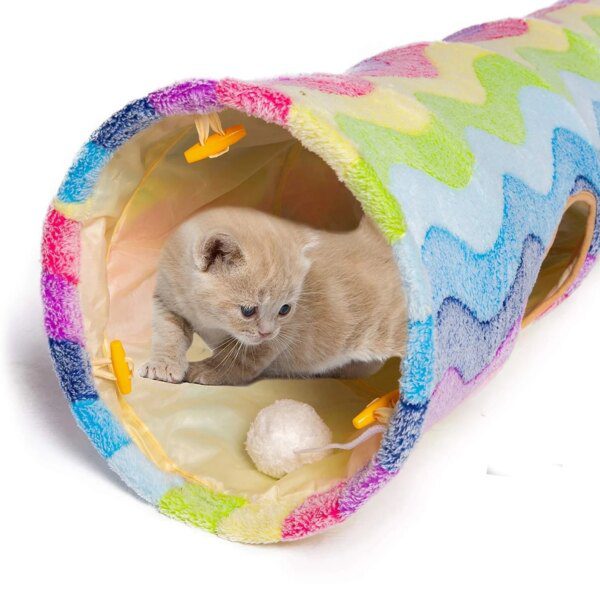 Tunnel Arc-en-Ciel en Flanelle pour Chat – Canal d’Entraînement Pliable