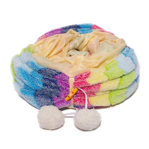 Tunnel Arc-en-Ciel en Flanelle pour Chat – Canal d’Entraînement Pliable