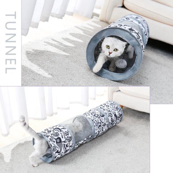 Tunnel de Jeu Pliable 2 Trous avec Balle – PAWZ Route, Stimulation Instinctive