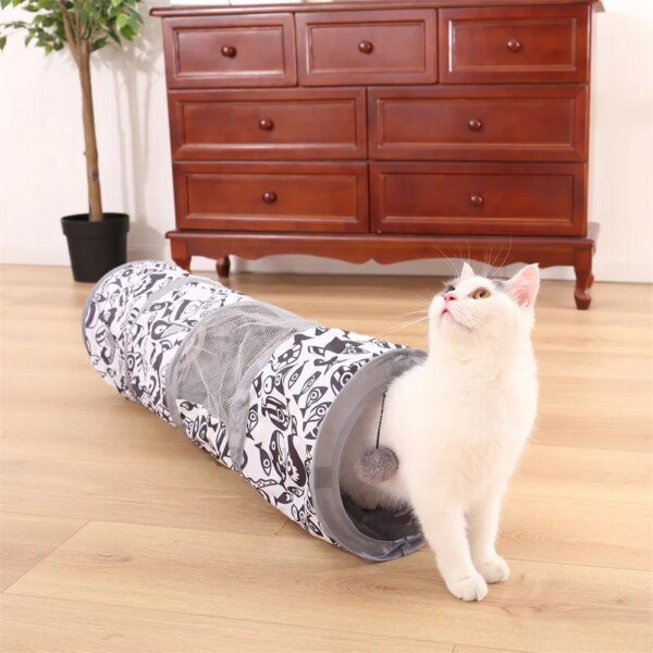Tunnel de Jeu Pliable 2 Trous avec Balle – PAWZ Route, Stimulation Instinctive
