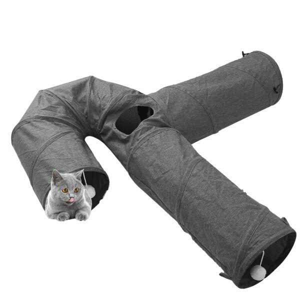 Tunnel d’Intérieur pour Chat – Labyrinthe Pliable à 3 Voies
