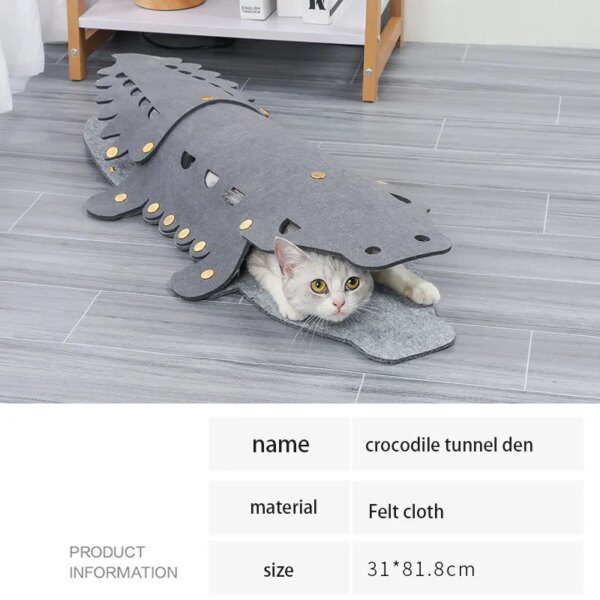 Tunnel en Feutre pour Chat – Litière & Nid en Forme de Crocodile