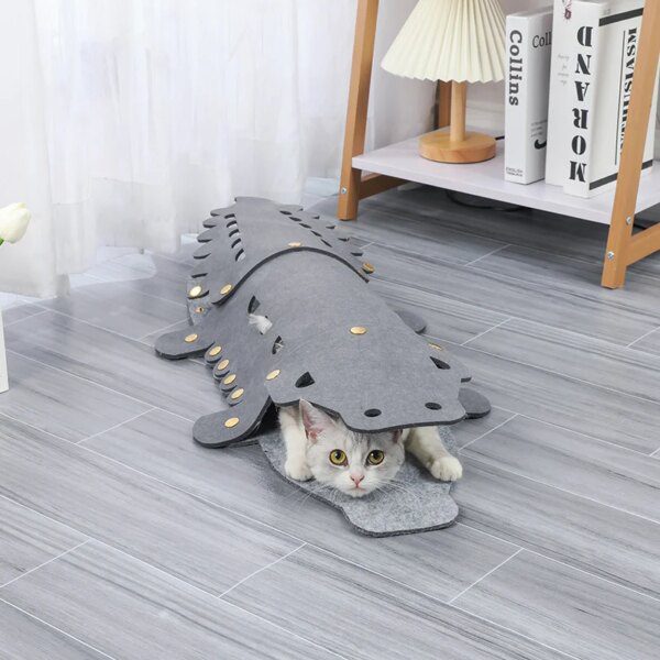 Tunnel en Feutre pour Chat – Litière & Nid en Forme de Crocodile