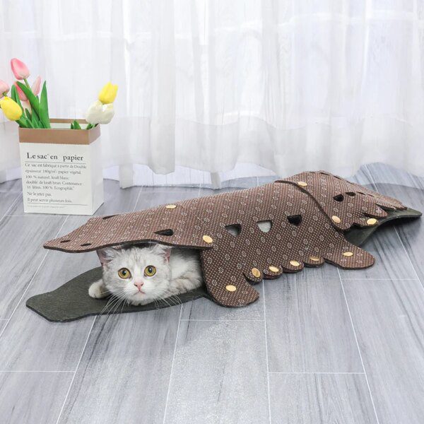 Tunnel en Feutre pour Chat – Litière & Nid en Forme de Crocodile