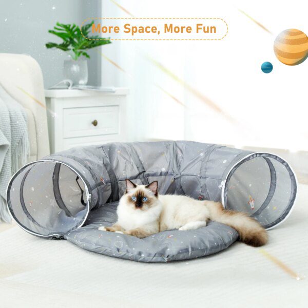 Tunnel Pliable Gris pour Chat – Niche Longue Écologique